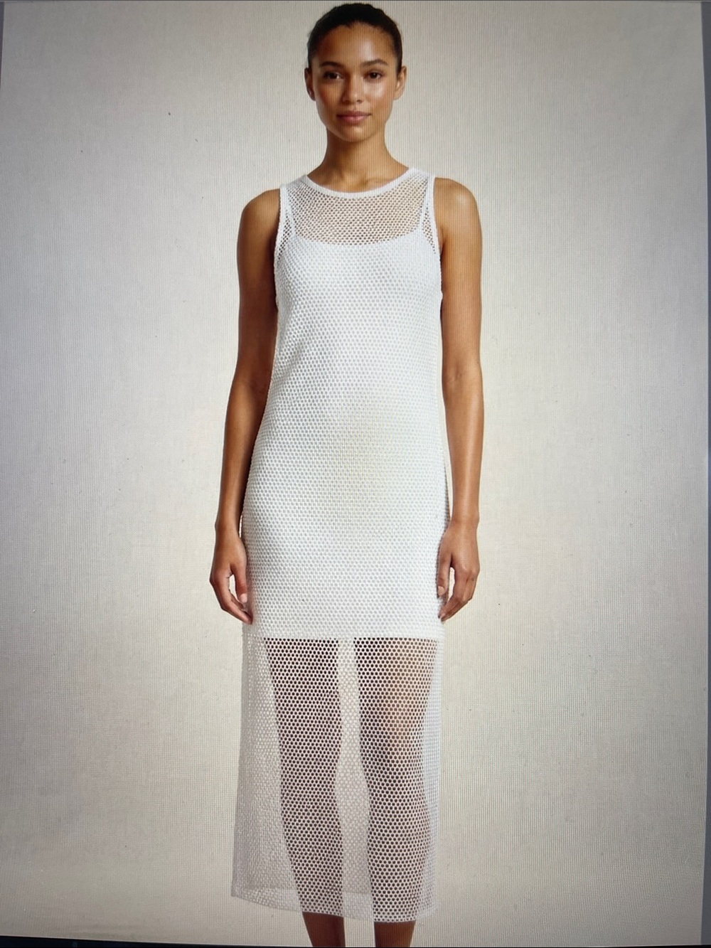 NWT Nine West Sleeveless White Open Knit Mesh Slip Dress or Cover-Up